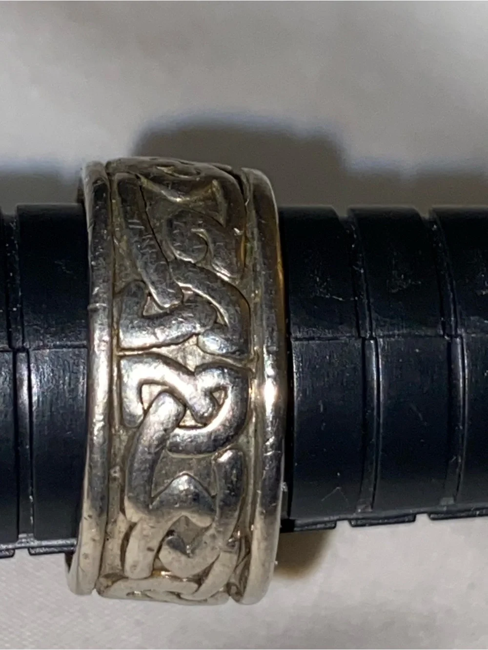 Men's Silver Celtic Pattern Stainless Steel Ring - size 10